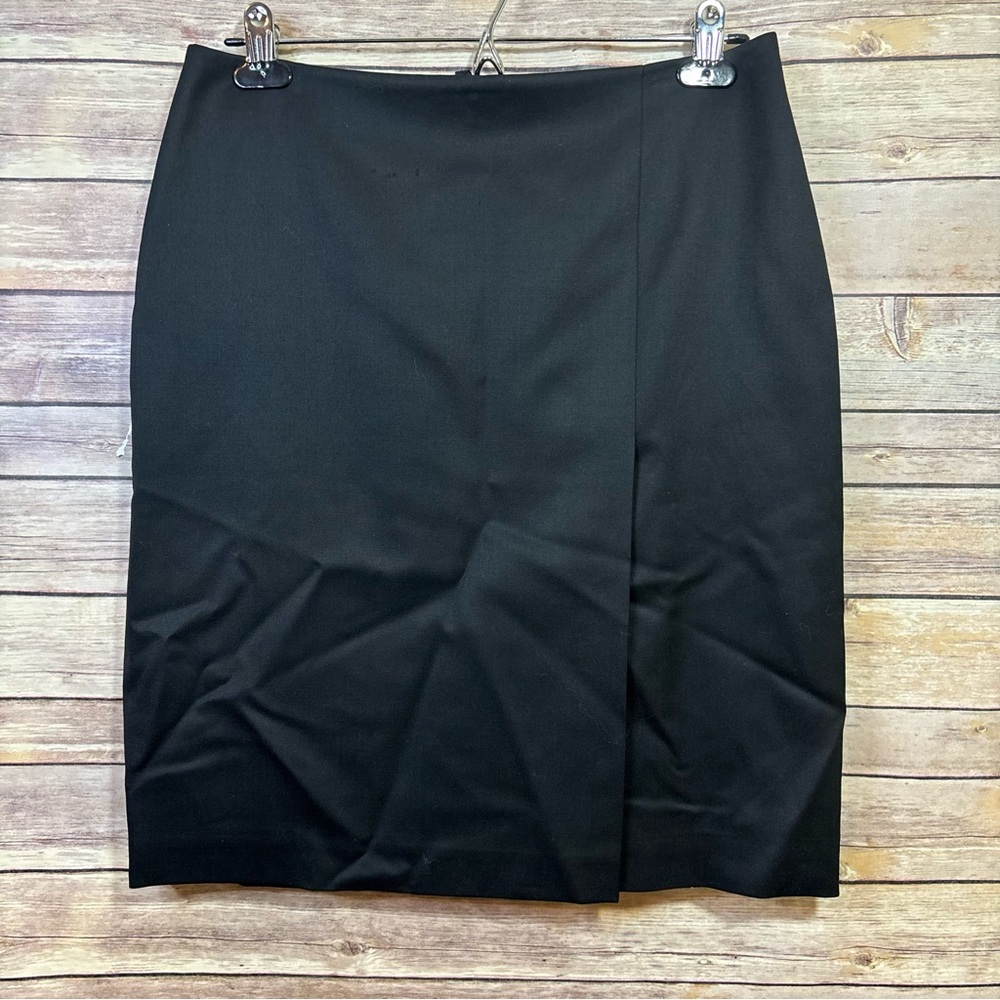Brooks Brothers Black Skirt Asymmetrical Front Split Size 8